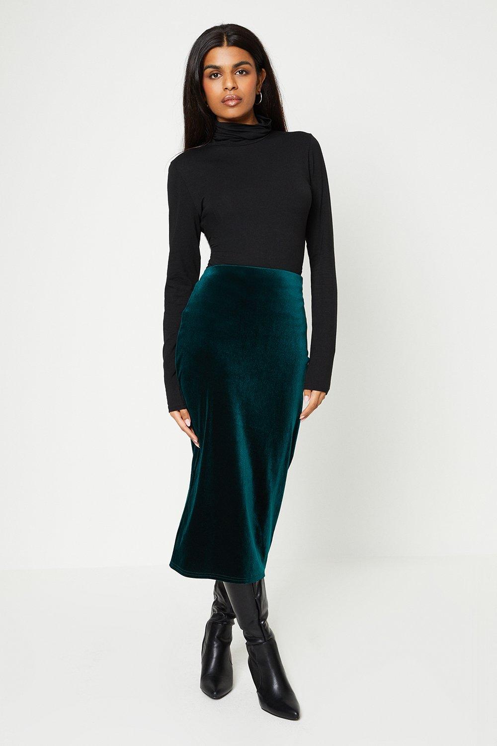 Oasis velvet shop bias cut skirt