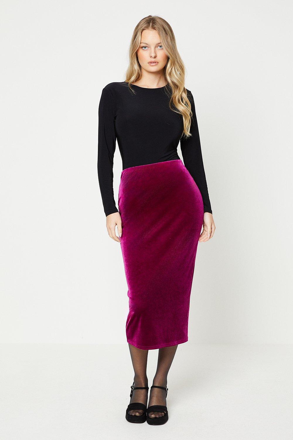 Oasis velvet bias on sale cut skirt burgundy