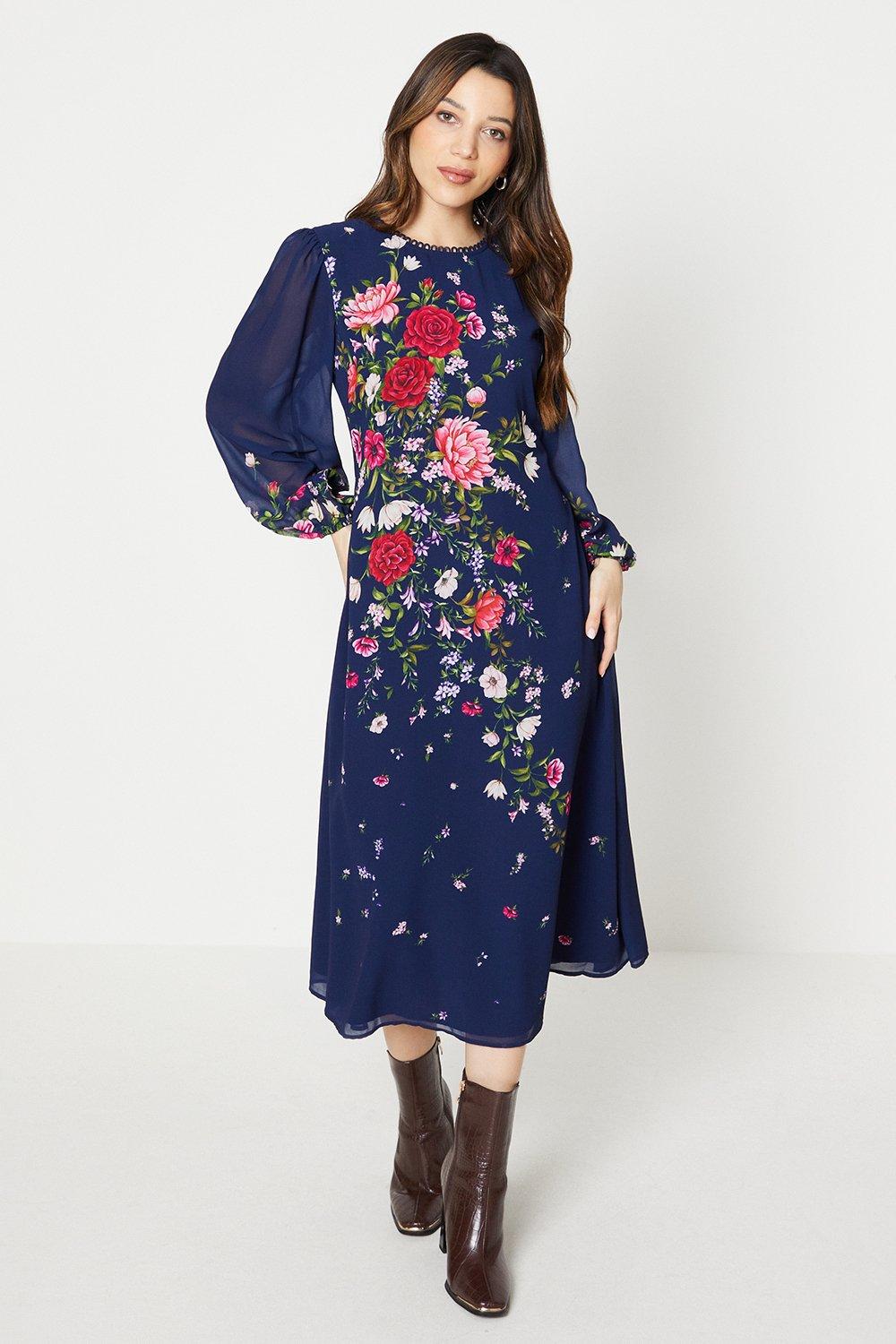 Oasis megan clearance midi dress navy