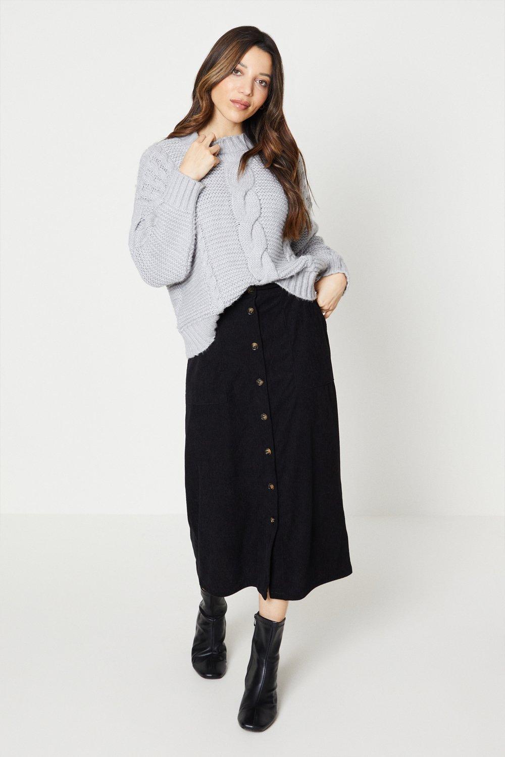 Skirts Cord Button Front Midi Skirt Oasis