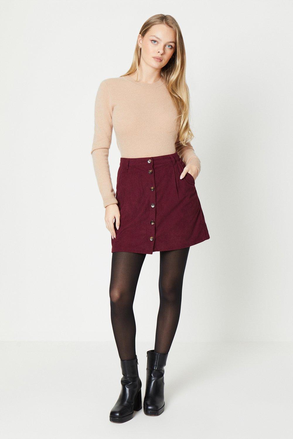 Maroon corduroy skirt outfit sale