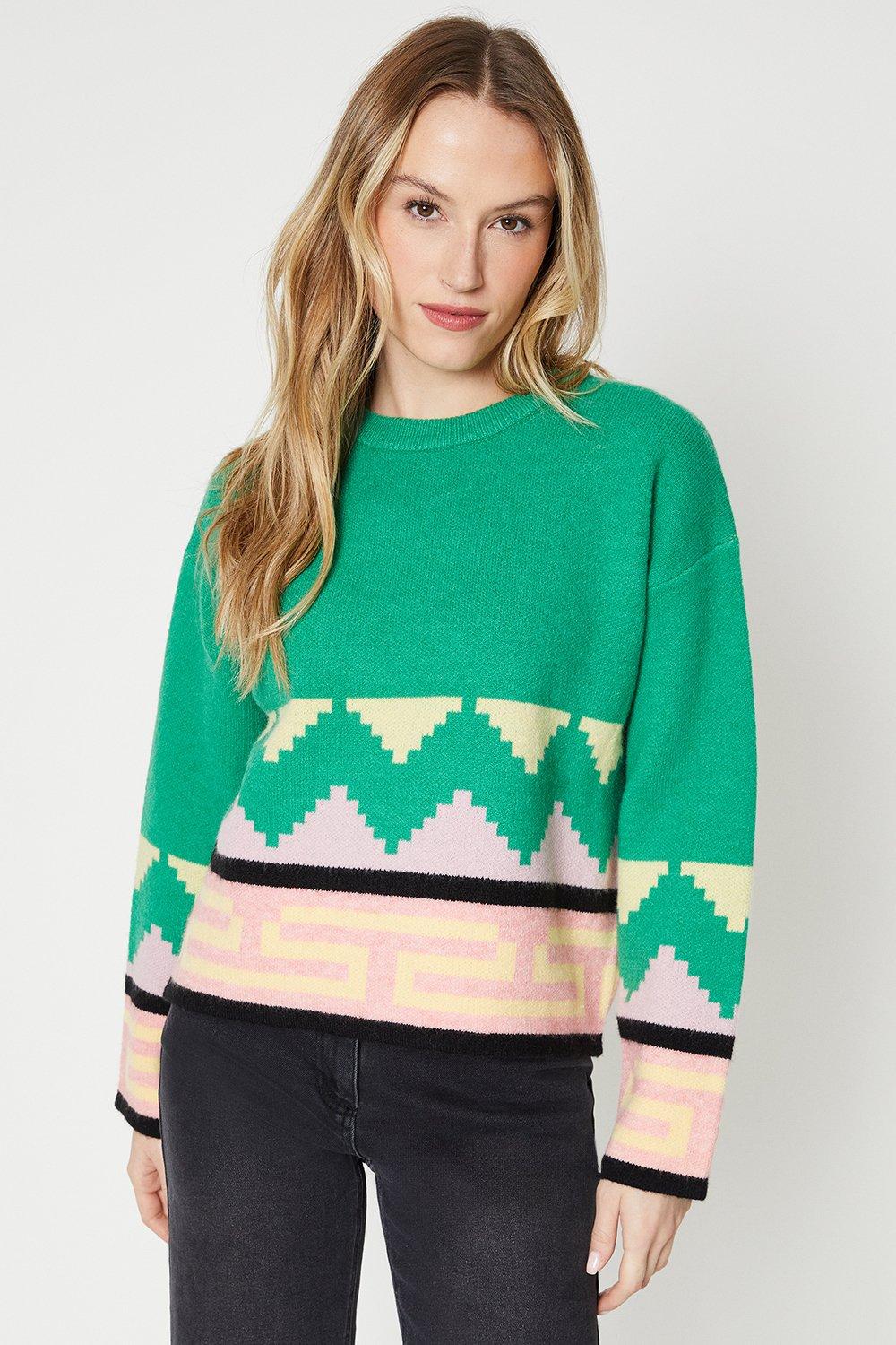 Petite Cosy Patterned Hem Sweater