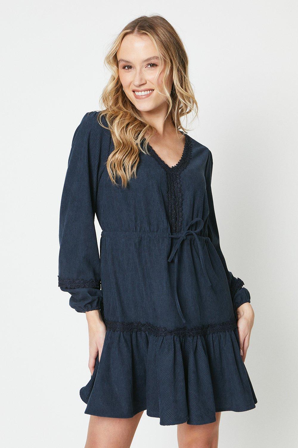 Oasis navy 2024 cord dress