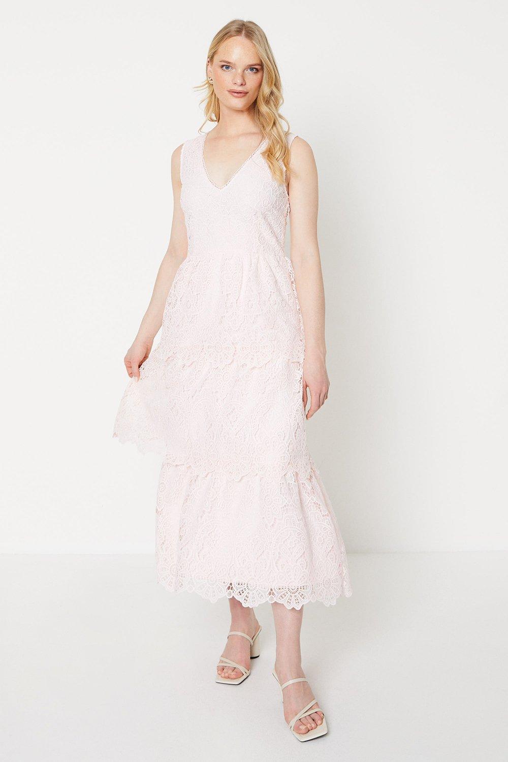 Occasion Lace Tiered Midaxi Dressblush