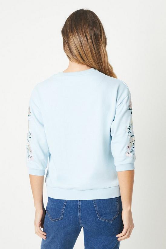 Oasis Floral Embroidered Short Sleeve Sweatshirt 3