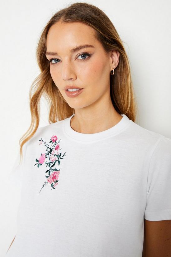 Oasis Floral Embroidered Gathered Sleeve Tshirt 1