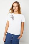 Oasis Floral Embroidered Gathered Sleeve Tshirt thumbnail 4