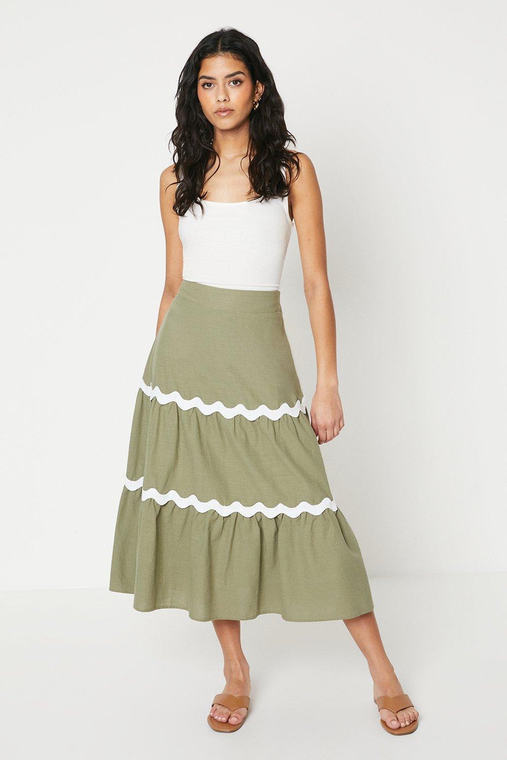 Petite Plain Cotton Tiered Maxi Skirt