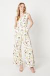 Oasis Ivory Floral Ottoman Twill Belted Wide Leg Jumpsuit thumbnail 1