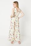 Oasis Ivory Floral Ottoman Twill Belted Wide Leg Jumpsuit thumbnail 3