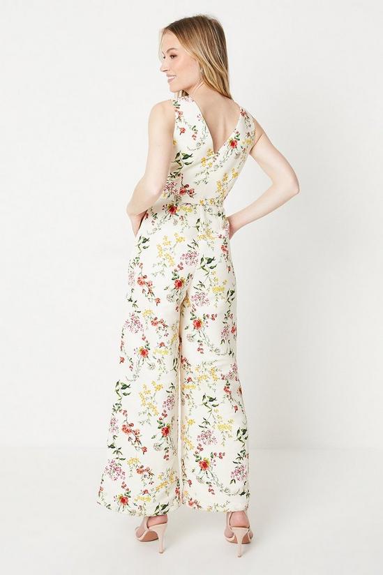 Oasis Ivory Floral Ottoman Twill Belted Wide Leg Jumpsuit 3