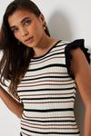Oasis Petite Contrast Frill Stripe Knitted Midi Dress thumbnail 2