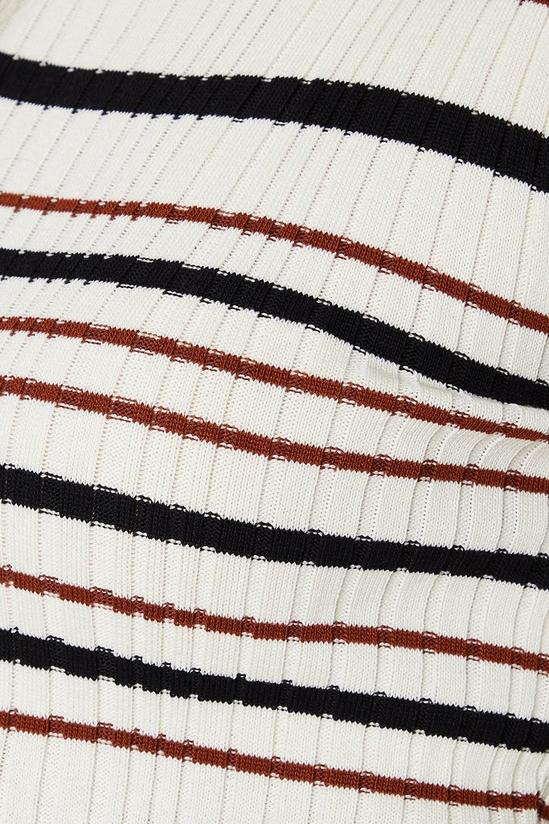 Oasis Petite Contrast Frill Stripe Knitted Midi Dress 4