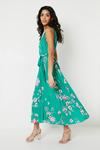 Oasis Petite Green Floral Pleated Belted Midi Dress thumbnail 4