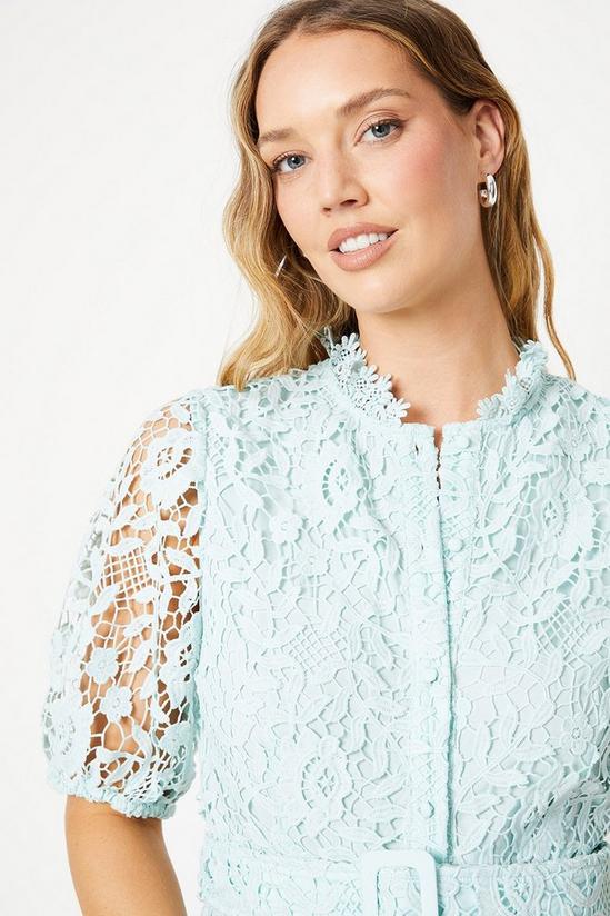 Oasis Puff Sleeve Lace Midi Shirt Dress 2