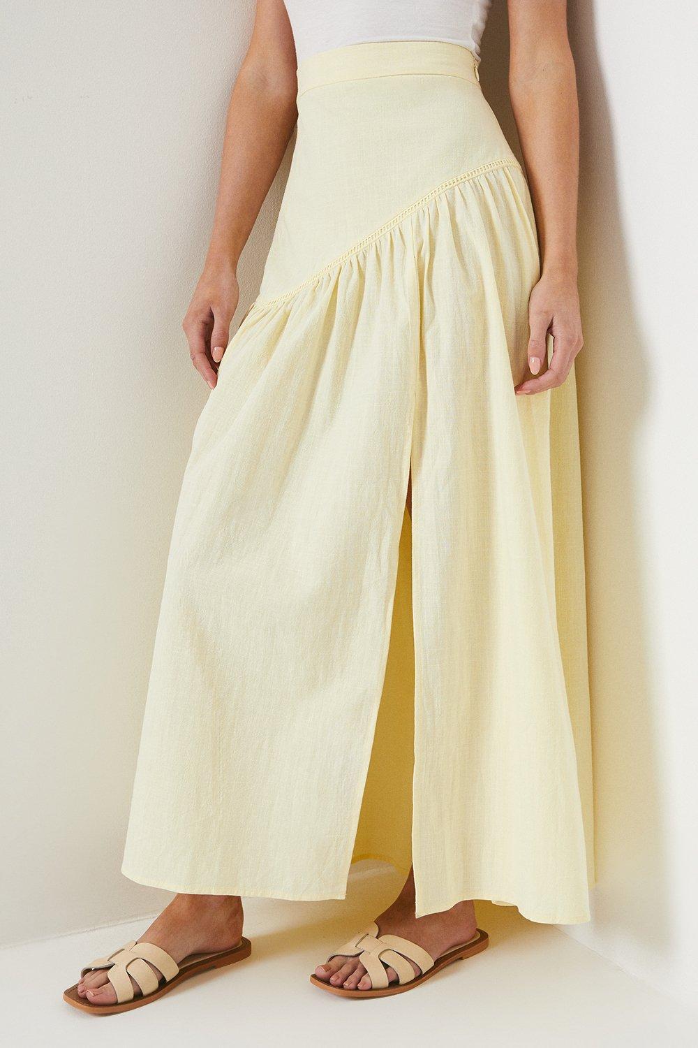 Petite Trim Insert Cotton Midi Skirt