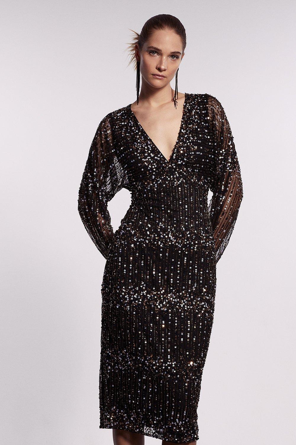 Dresses | Premium Hand Embellished Gold Sequin Midi Dre | Coast