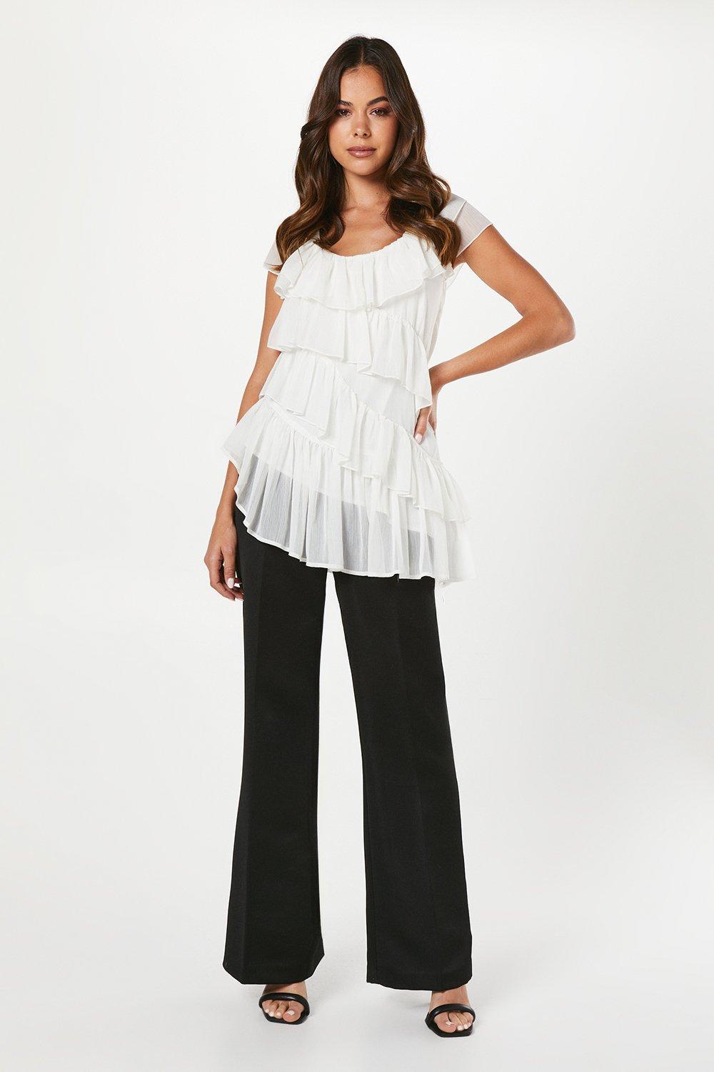 Ruffle Tiered Chiffon Top