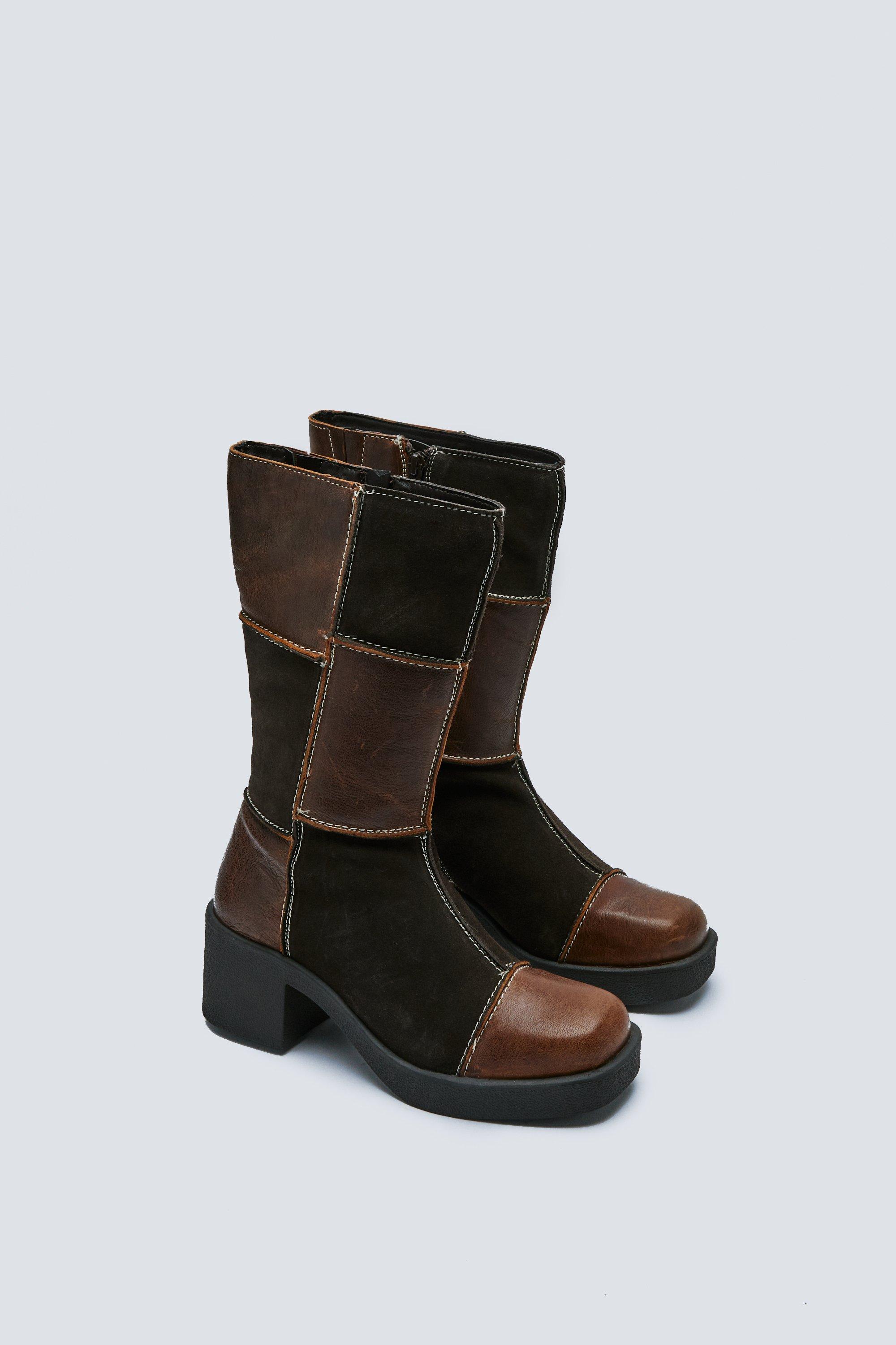 Boots Leather and Suede Patchwork Boots NastyGal