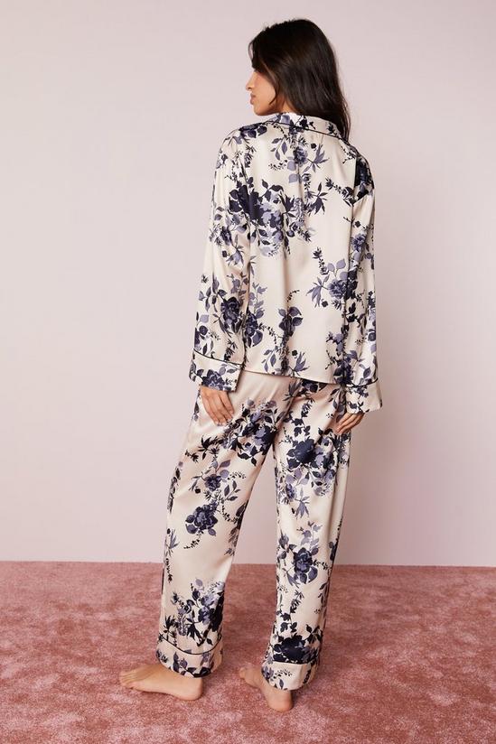 GANNI Floral-print organic silk-blend satin pajama pants