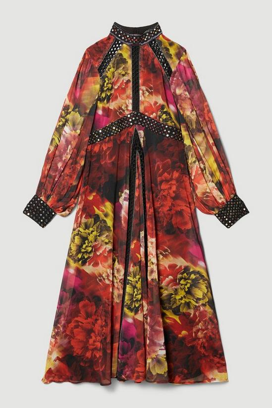 KAREN MILLEN Plus Size Floral Studded Lace Maxi Dress in Floral