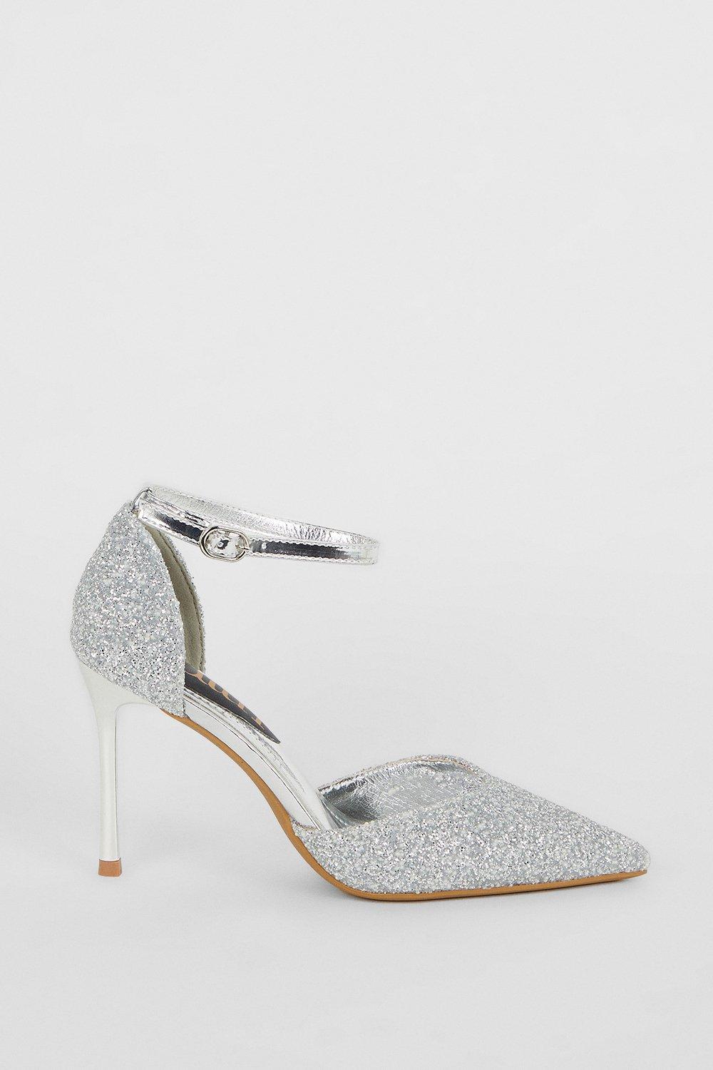 Heels Faith Corrine Glitter Pointed Court Shoes Faith