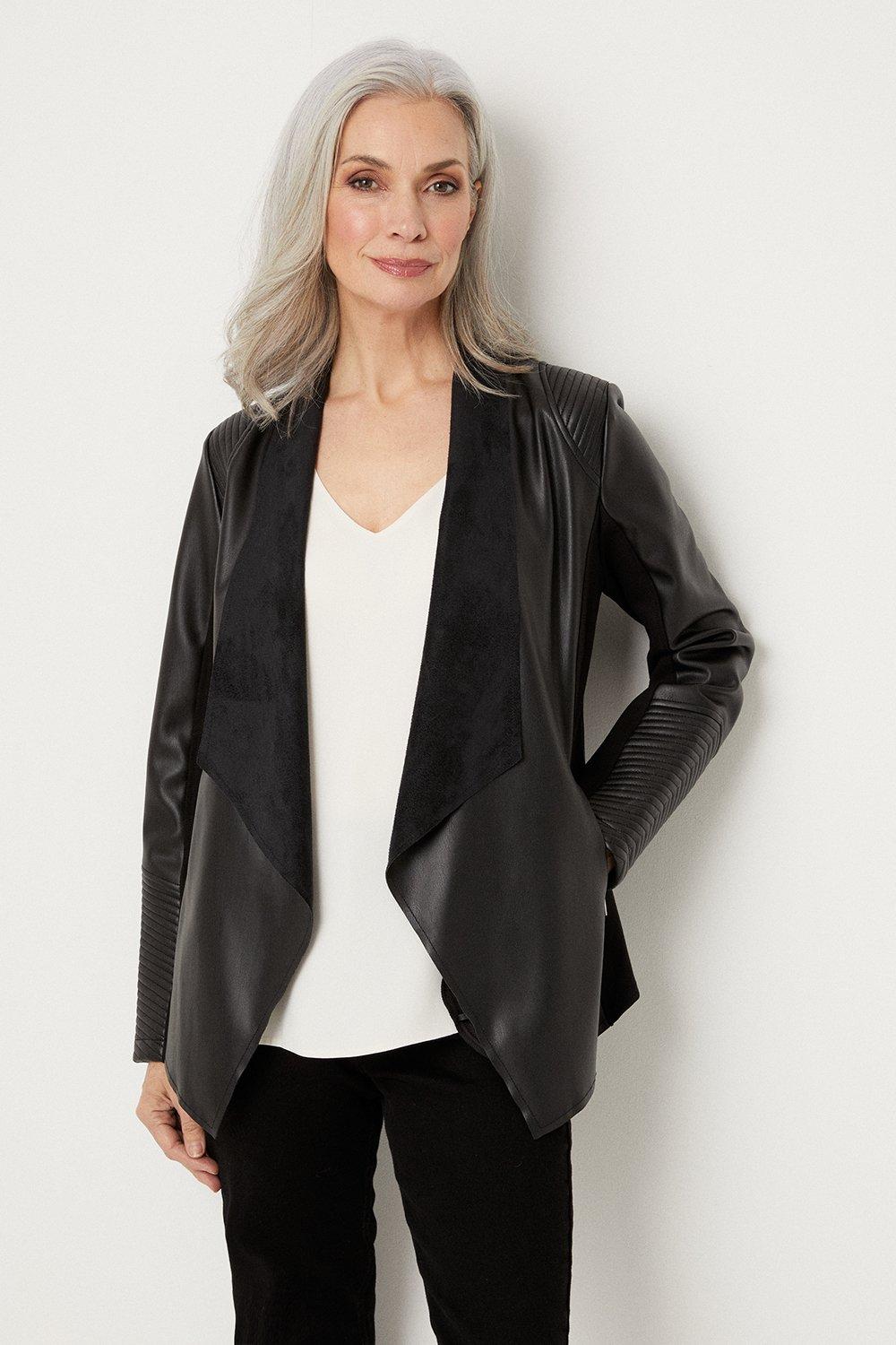 Oasis faux 2025 leather waterfall jacket