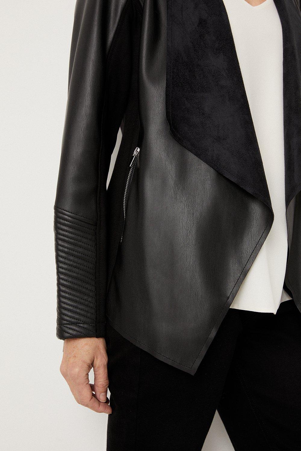 Oasis faux clearance leather waterfall jacket