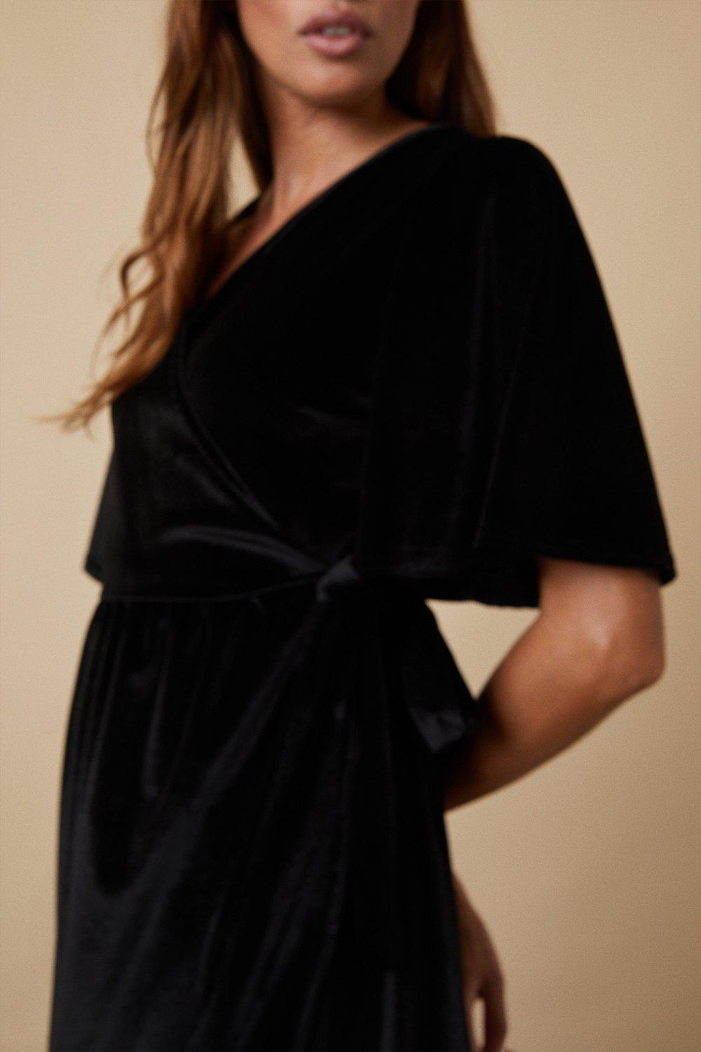 Wallis velvet wrap outlet dress