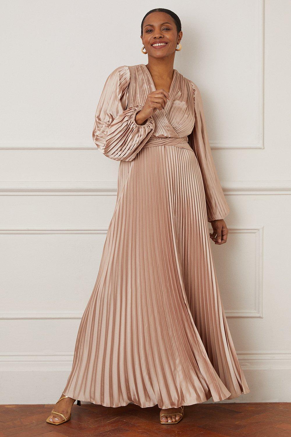 Champagne shop pleated dress