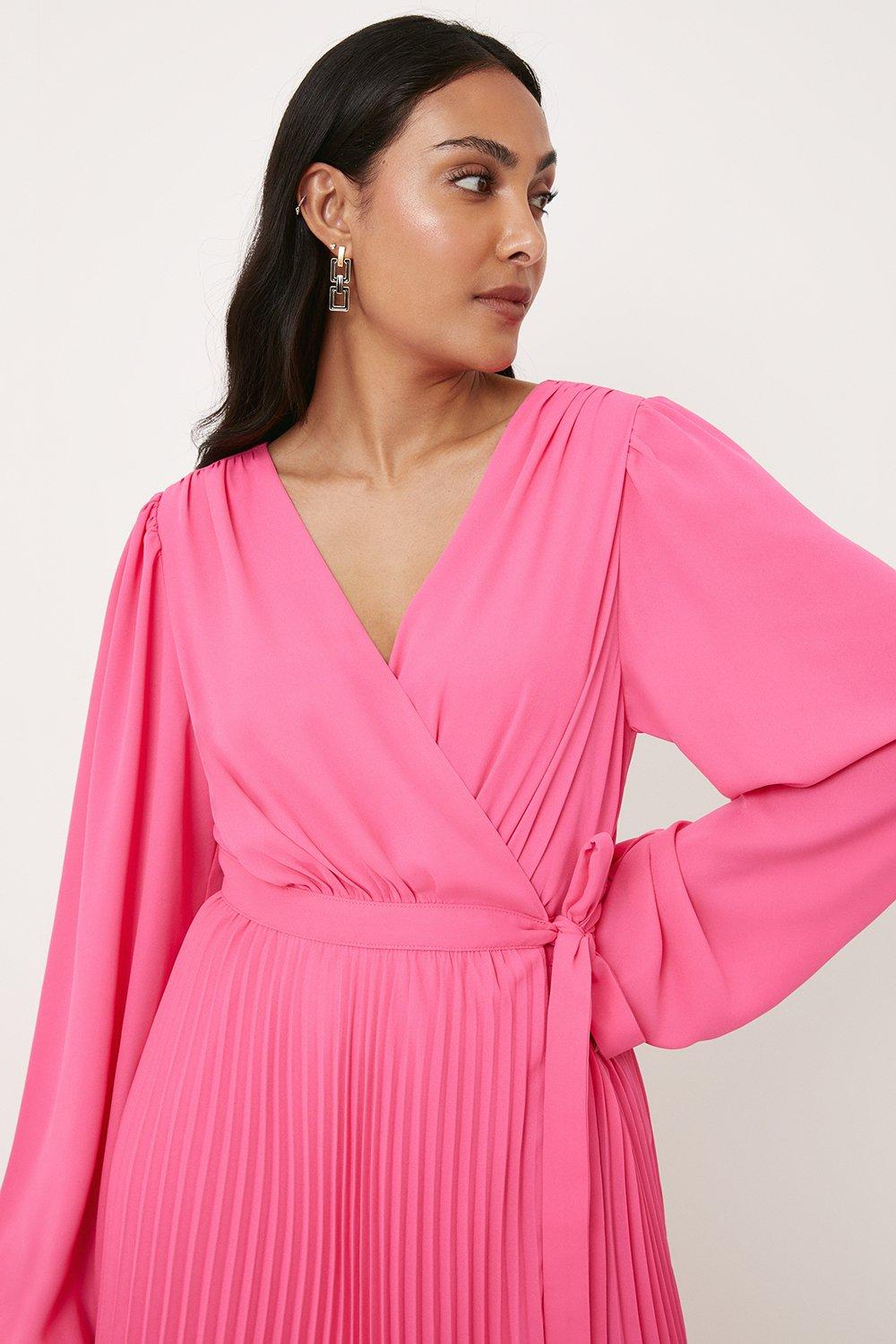 Rose long sleeve pleated hotsell midi dress