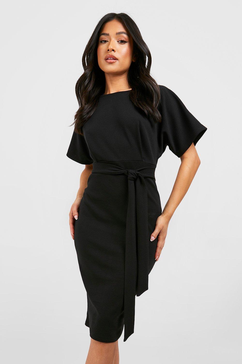 Petite tie waist hot sale formal wiggle midi dress