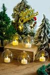 Living and Home 8cm Transparent Christmas Decoration Glass Hanging Ball Set of 6 thumbnail 1