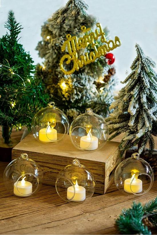 Living and Home 8cm Transparent Christmas Decoration Glass Hanging Ball Set of 6 1