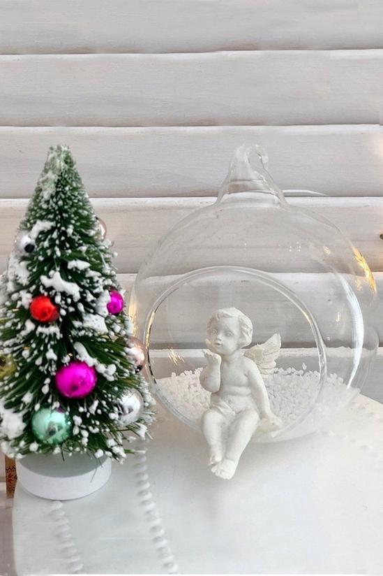 Living and Home 8cm Transparent Christmas Decoration Glass Hanging Ball Set of 6 2