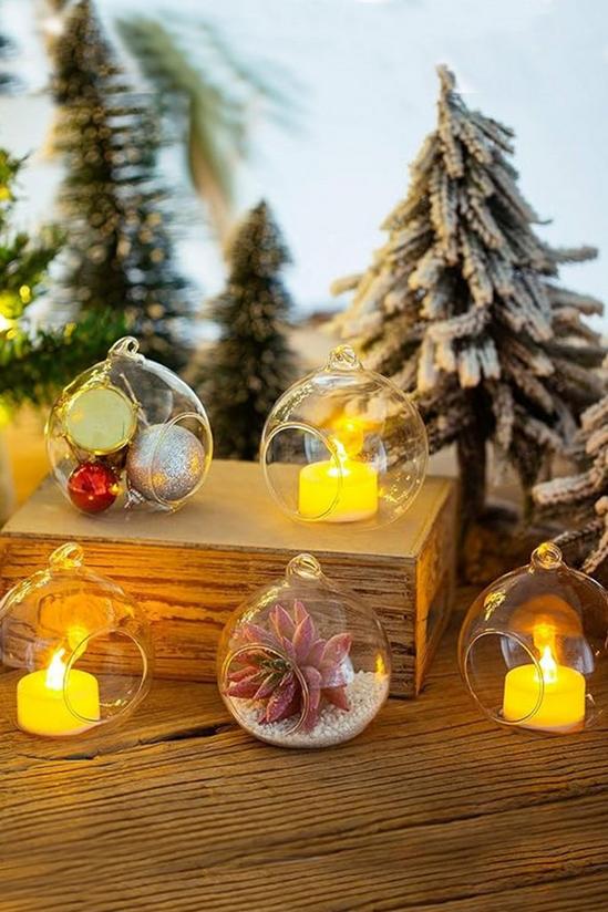 Living and Home 8cm Transparent Christmas Decoration Glass Hanging Ball Set of 6 4