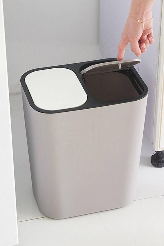 Living and Home 15L Rubbish Bin Dustbin Recycling 2 Section Dry Wet Separation Push-type Spring Lid Sorting Trash Can Kitchen 1