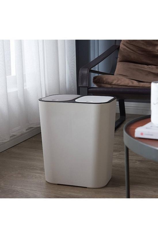 Living and Home 15L Rubbish Bin Dustbin Recycling 2 Section Dry Wet Separation Push-type Spring Lid Sorting Trash Can Kitchen 2