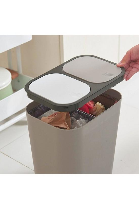 Living and Home 15L Rubbish Bin Dustbin Recycling 2 Section Dry Wet Separation Push-type Spring Lid Sorting Trash Can Kitchen 5