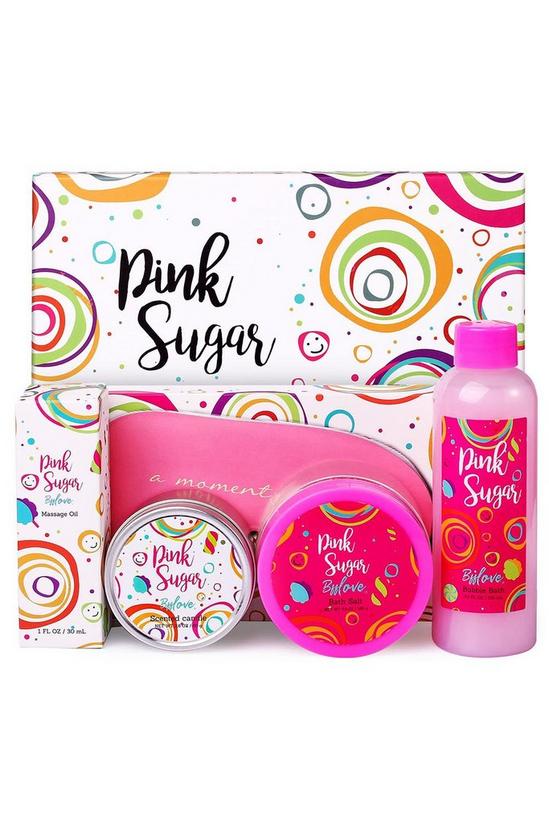 Living and Home Pink Sugar Scent Bath Set 5PC Bath Gift Basket Include Massage Oil, Bath Salt, Scented Candle, Bubble Bath, Sleep Eye Mask 1