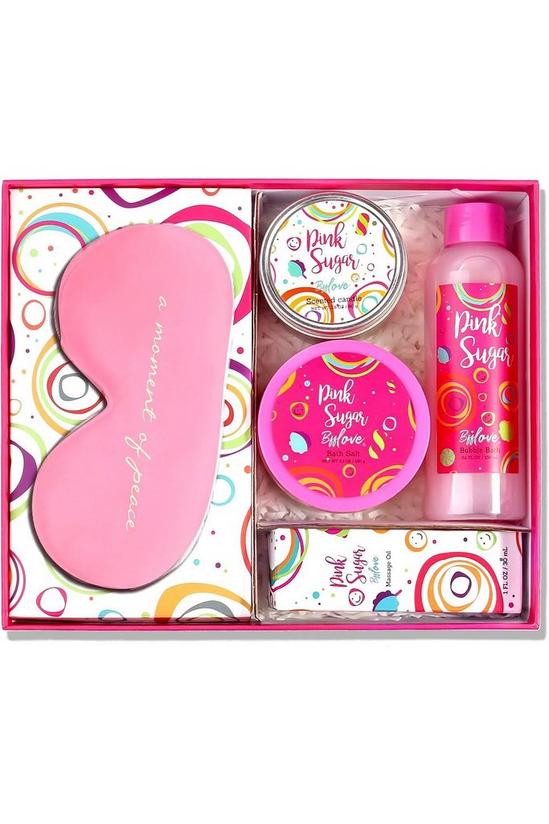 Living and Home Pink Sugar Scent Bath Set 5PC Bath Gift Basket Include Massage Oil, Bath Salt, Scented Candle, Bubble Bath, Sleep Eye Mask 4