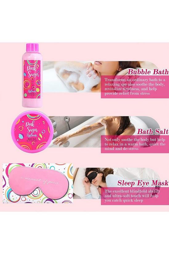 Living and Home Pink Sugar Scent Bath Set 5PC Bath Gift Basket Include Massage Oil, Bath Salt, Scented Candle, Bubble Bath, Sleep Eye Mask 6