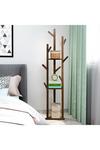 Living and Home Wooden Coat Rack Stand with 3 Shelves for Entryway thumbnail 4