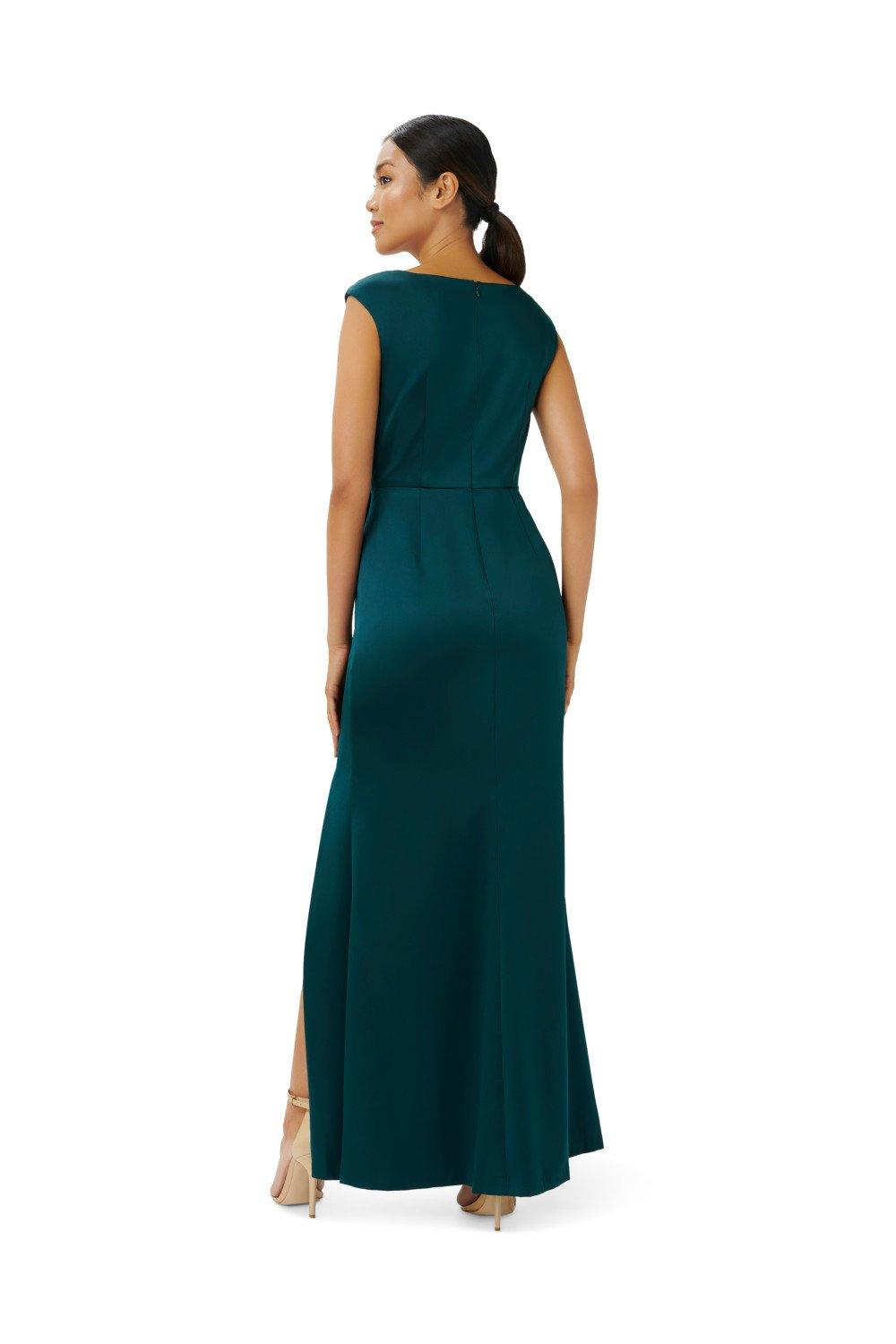 Dresses Satin Crepe Ruffle Gown Adrianna Papell