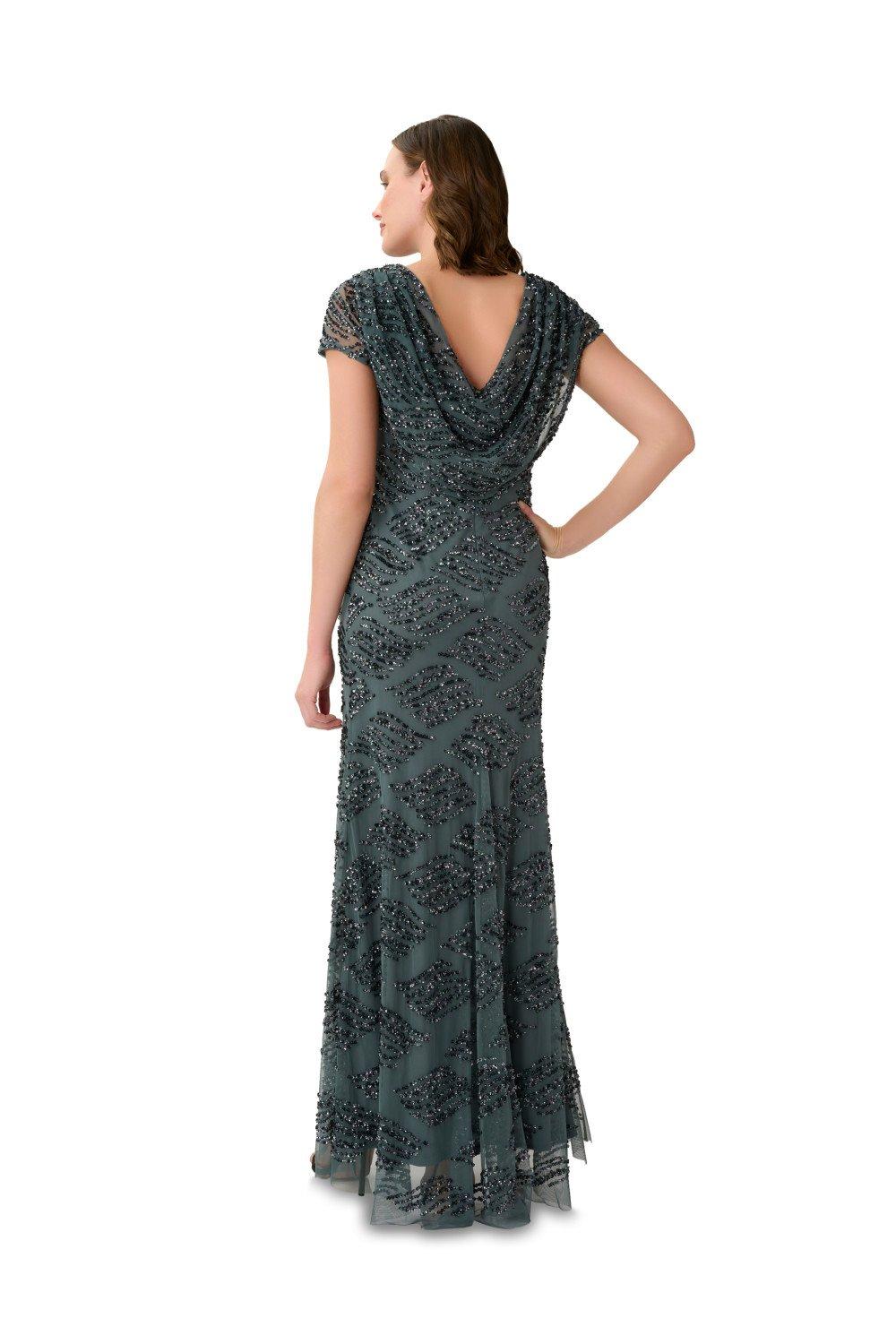 Dresses Beaded Cowl Back Gown Adrianna Papell