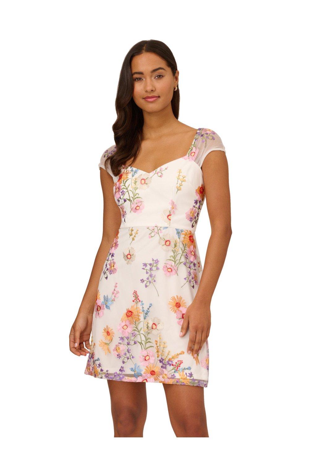 Dresses Multicolor Embroidery Dress Adrianna Papell