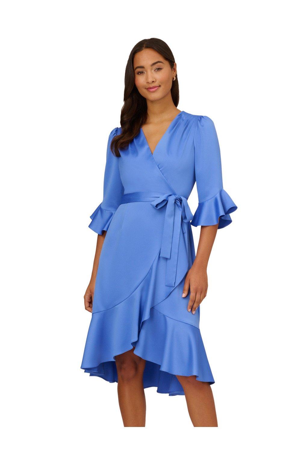 Satin Faux Wrap Dress