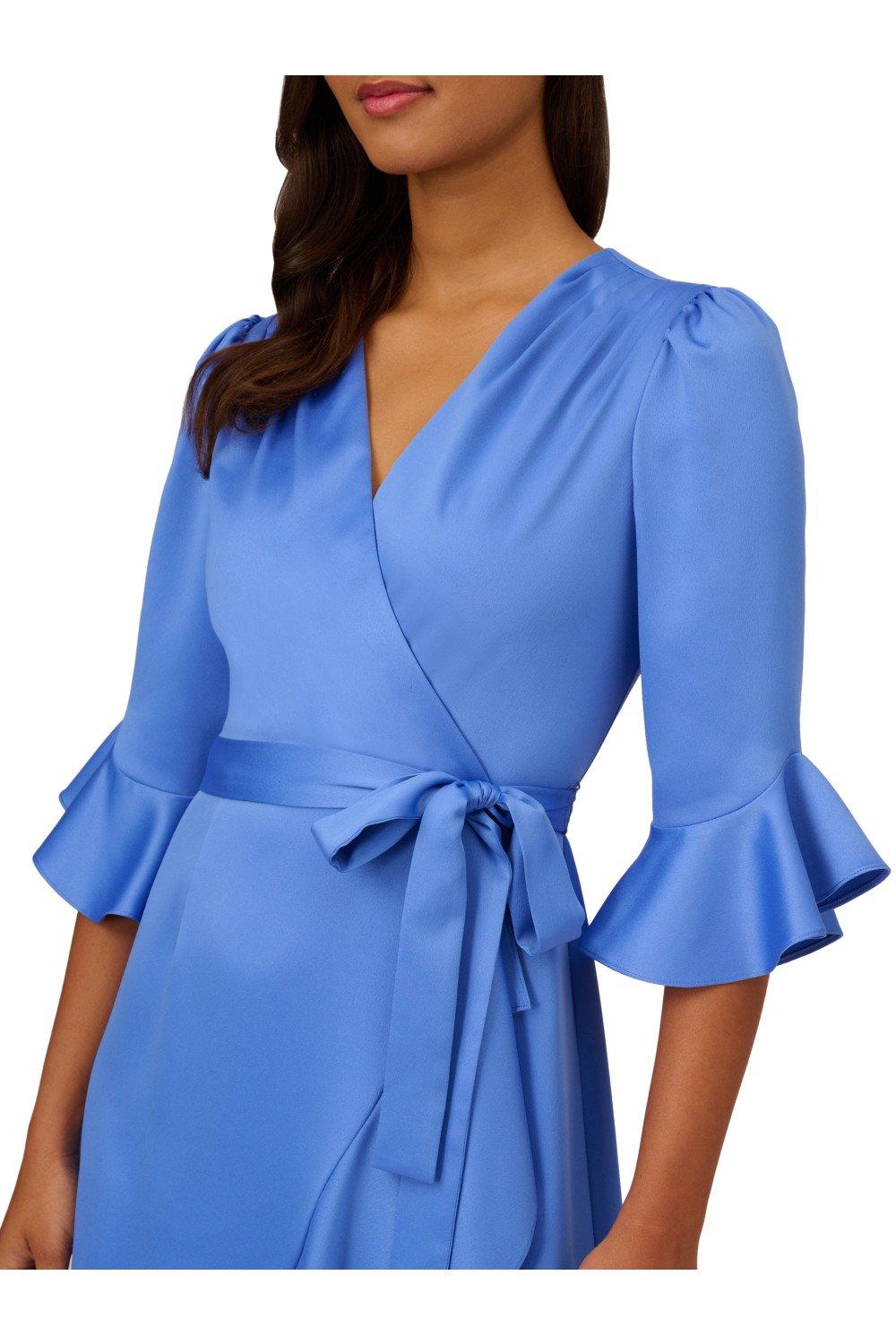 Dresses Satin Faux Wrap Dress Adrianna Papell