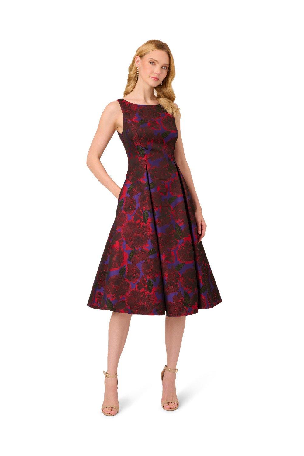 Dresses Jacquard Tea Length Dress Adrianna Papell