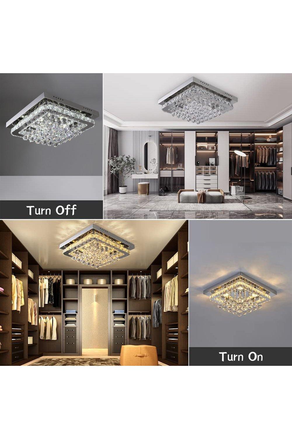 Livingandhome Modern Fancy Crystal LED Flush Mount Ceiling Light